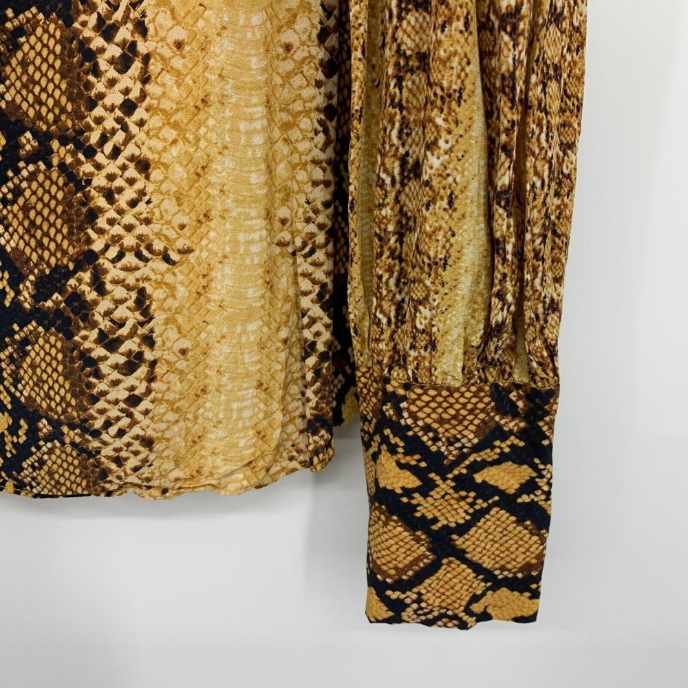 Joie Talin Top Snake Print Yellow Brown Button Down Long Sleeve - Picture 10 of 12